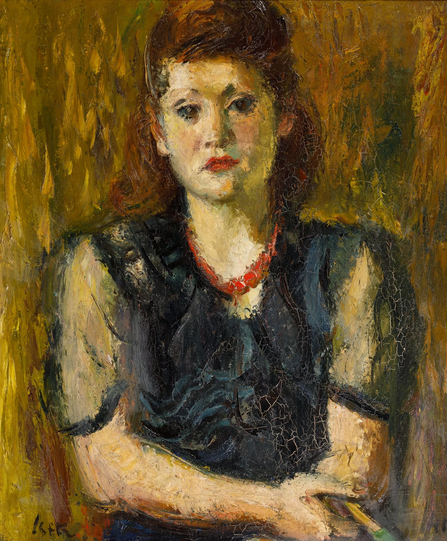 Portret de femeie în negru, detail