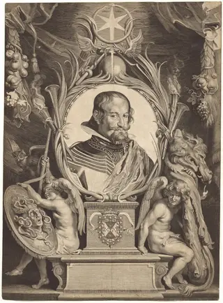 Gaspar de Gusman, Count of Olivares, by Paulus Pontius, ink, 1626