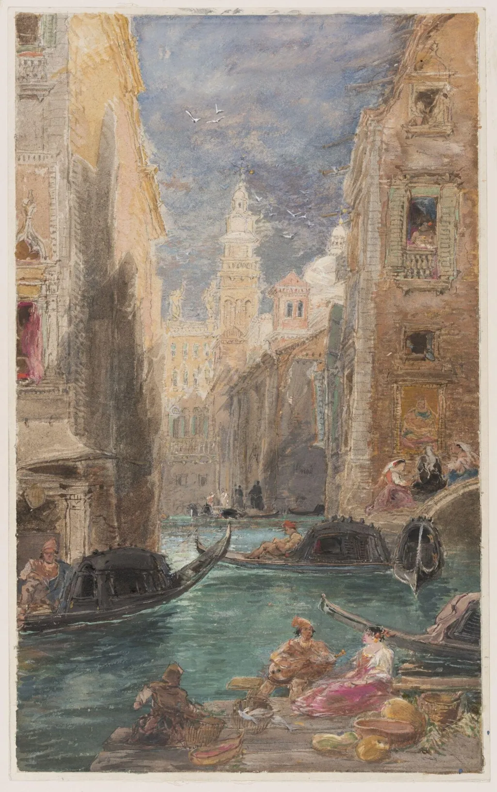 Canal in Venice, by Unknown, watercolor, 1820