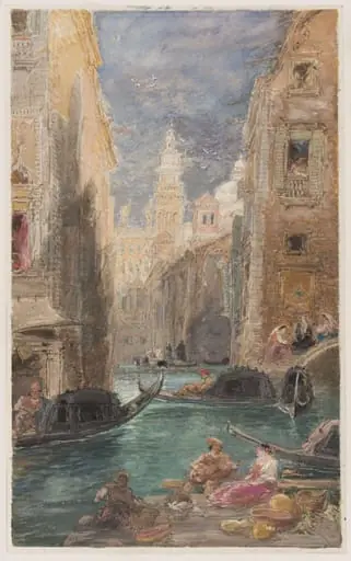 Canal in Venice, by Unknown, watercolor, 1820