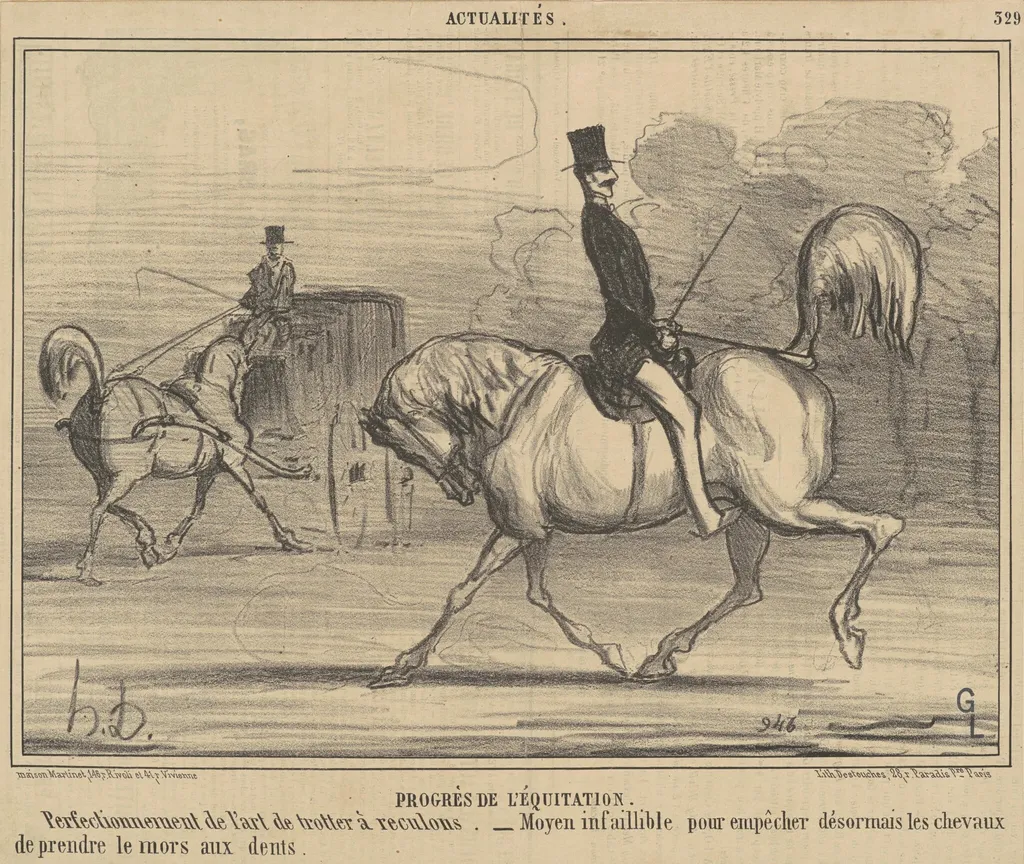 Progrès de l'équitation, by Honoré Daumier, ink, 1856