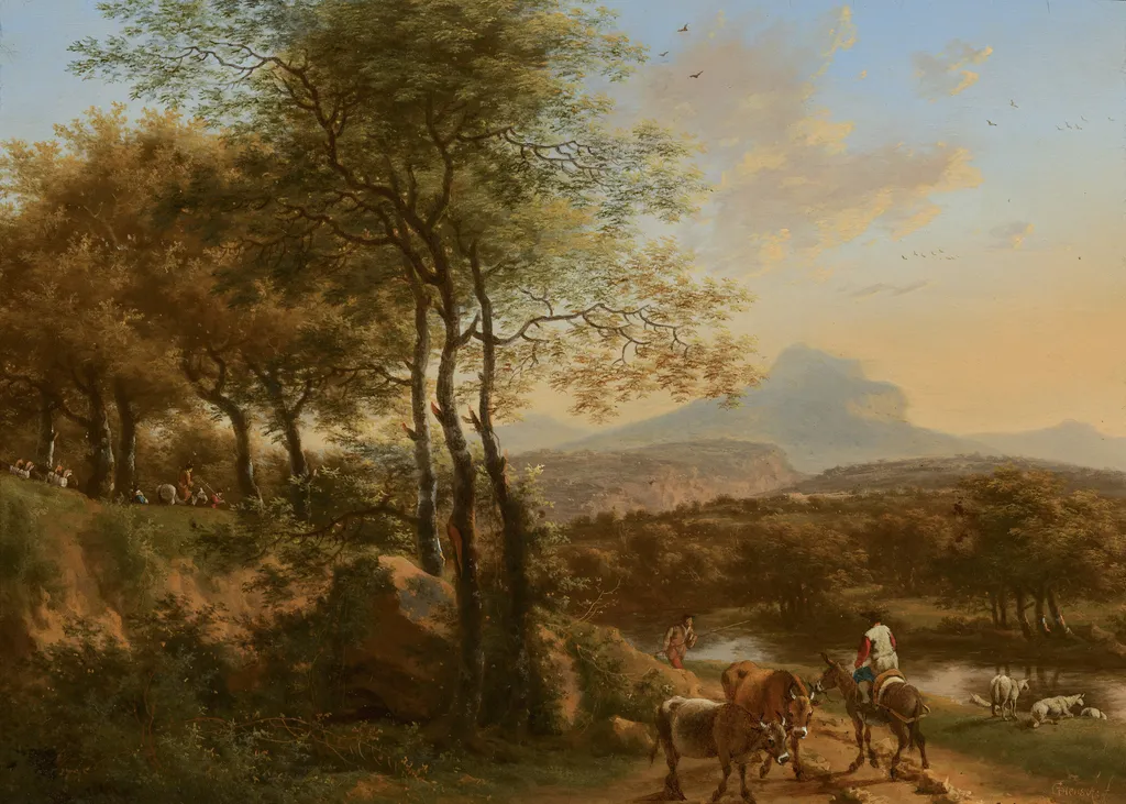 Mountainous River Landscape in Italy, by Willem de Heusch, oil, 1650