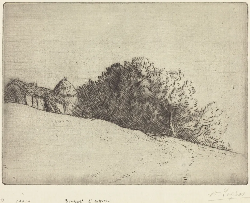 Stand of Trees (Bouquet d'arbres), by Alphonse Legros, ink, 1874
