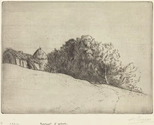 Stand of Trees (Bouquet d'arbres), by Alphonse Legros, ink, 1874