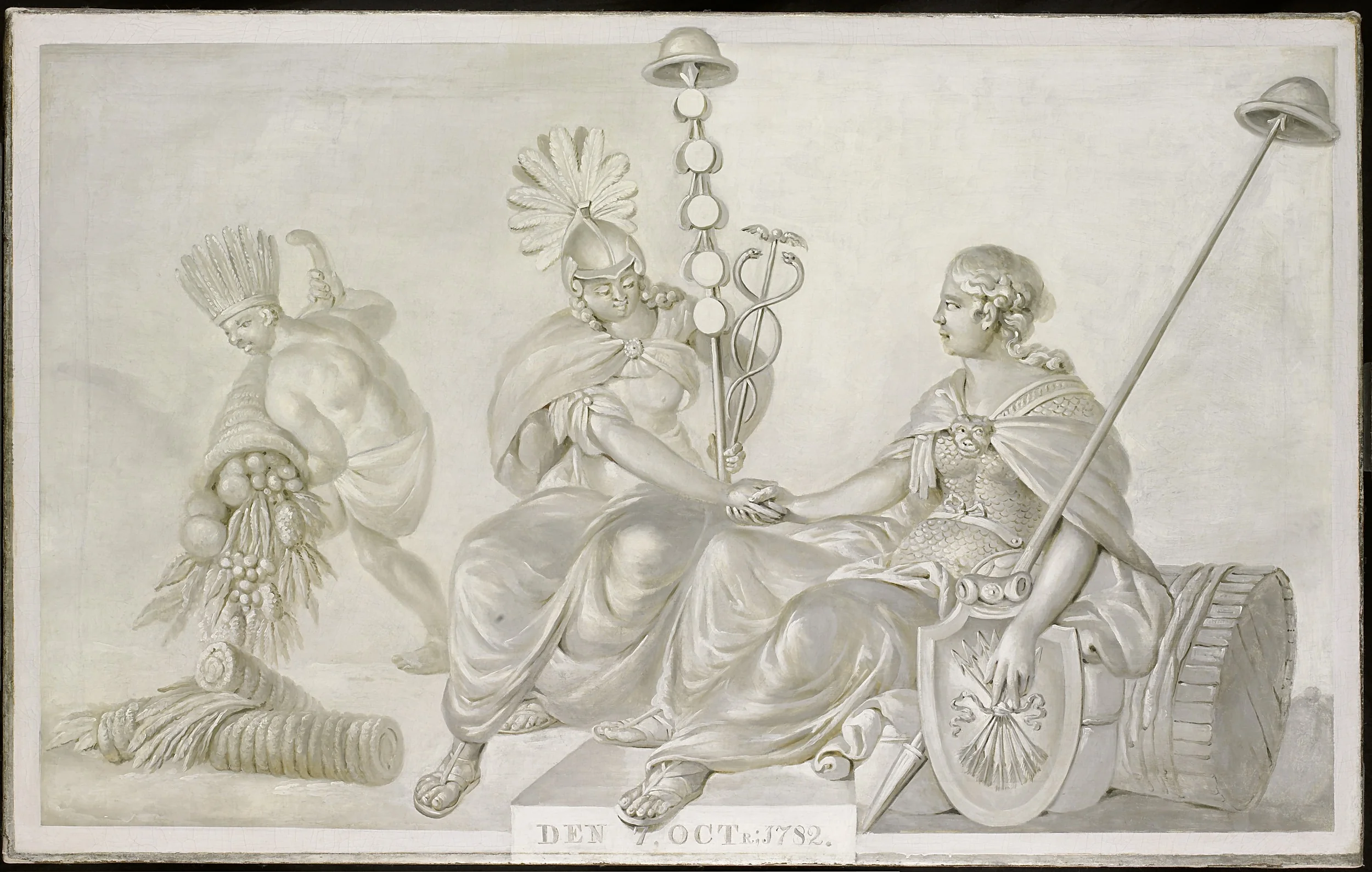 Allegory of the Treaty of Amity and Commerce between their High Mightinesses, the States General of the United Netherlands, and the United States of America, 1782, detail