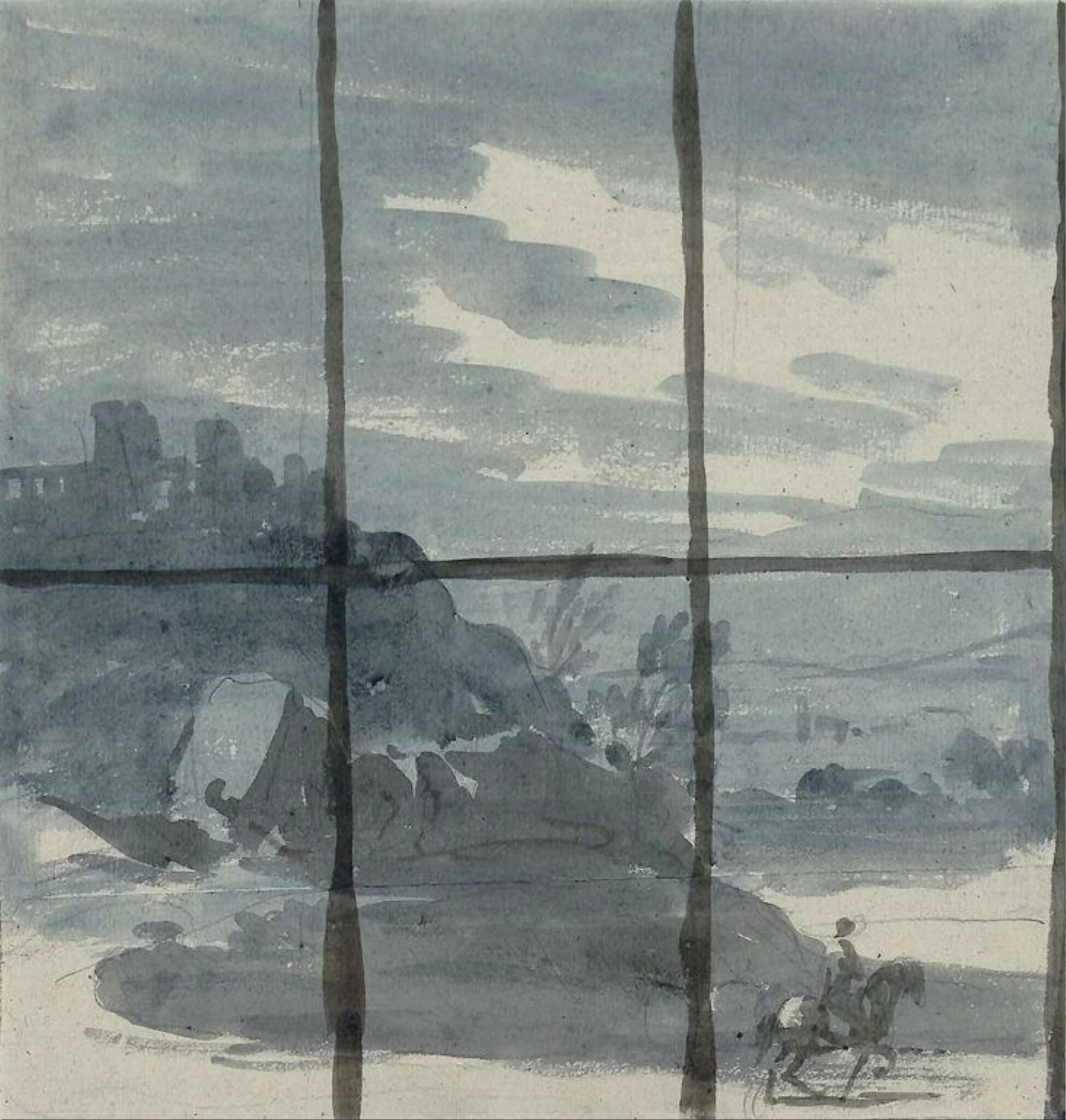 Landscape seen through window, detail