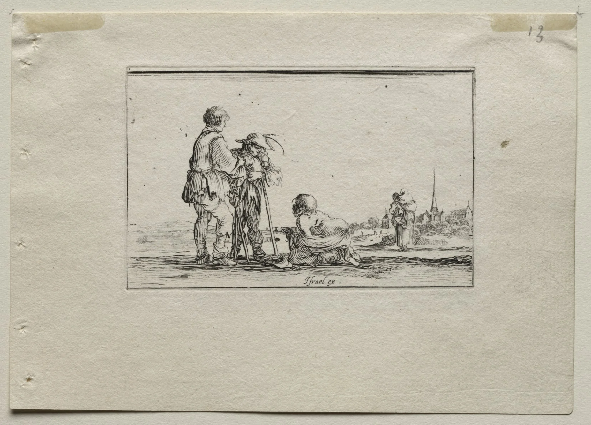 Caprices: Two Standing Beggars and a Cripple, detail