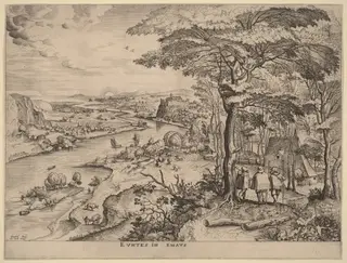 Euntes in Emaus (The Pilgrims to Emmaus), by Lucas van Doetechum, ink, 1556