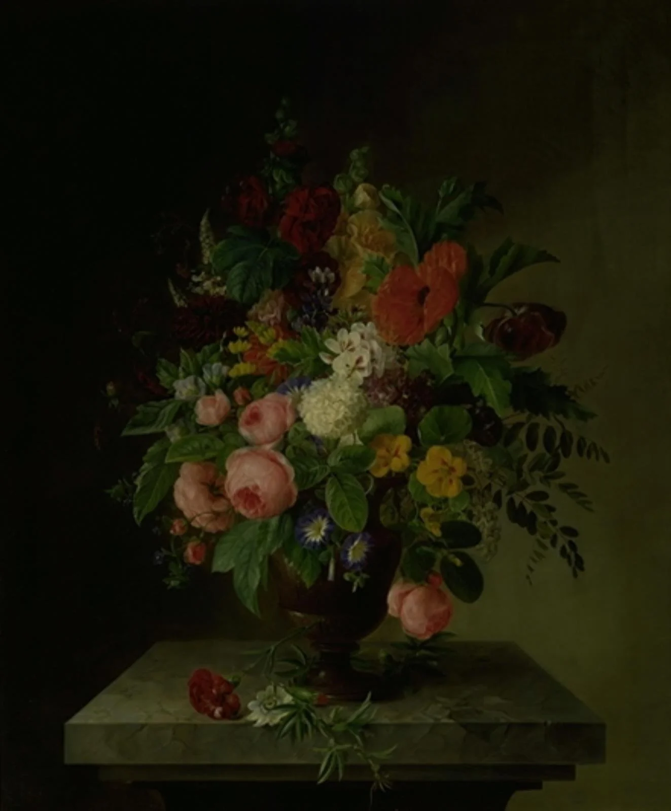 En vase med blomster, detail