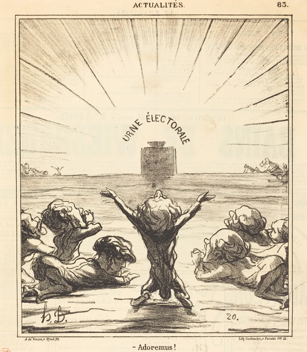 Adoremus!, by Honoré Daumier, ink, 1869
