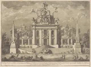 The Prima Macchina for the Chinea of 1769: A "Deliziosa", by Giuseppe Vasi, ink, 1769