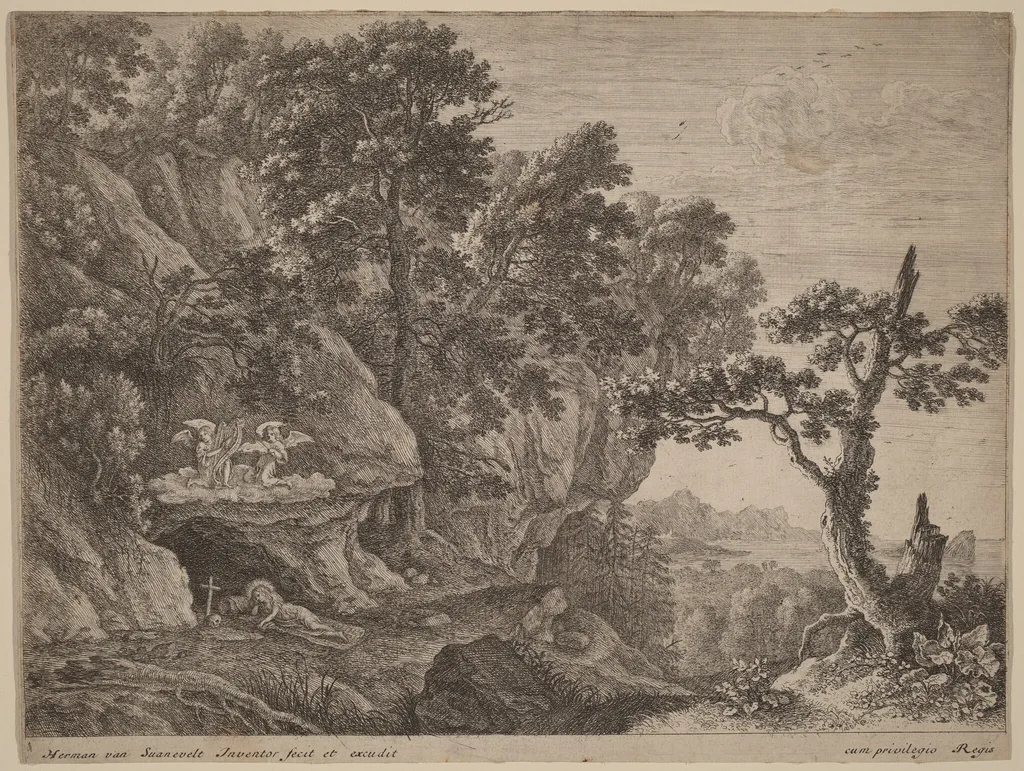 Mary Magdalene Repentant, by Herman van Swanevelt, ink, 1628