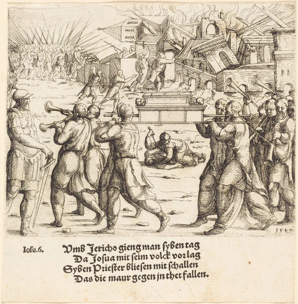 The Fall of Jericho, by Augustin Hirschvogel, ink, 1540