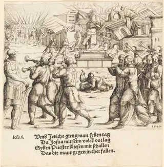 The Fall of Jericho, by Augustin Hirschvogel, ink, 1540