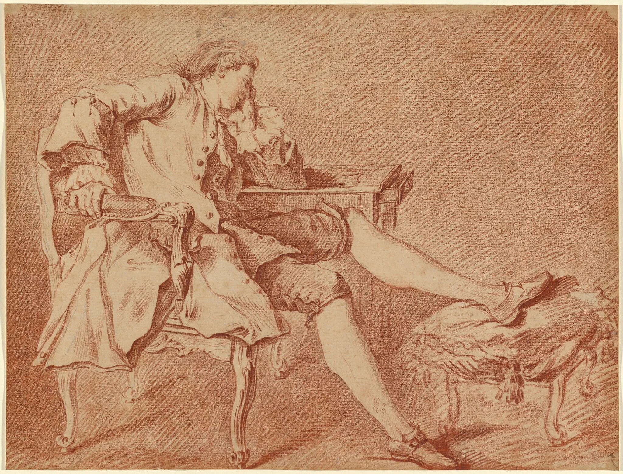 Gentleman Lounging in a Chair, detail
