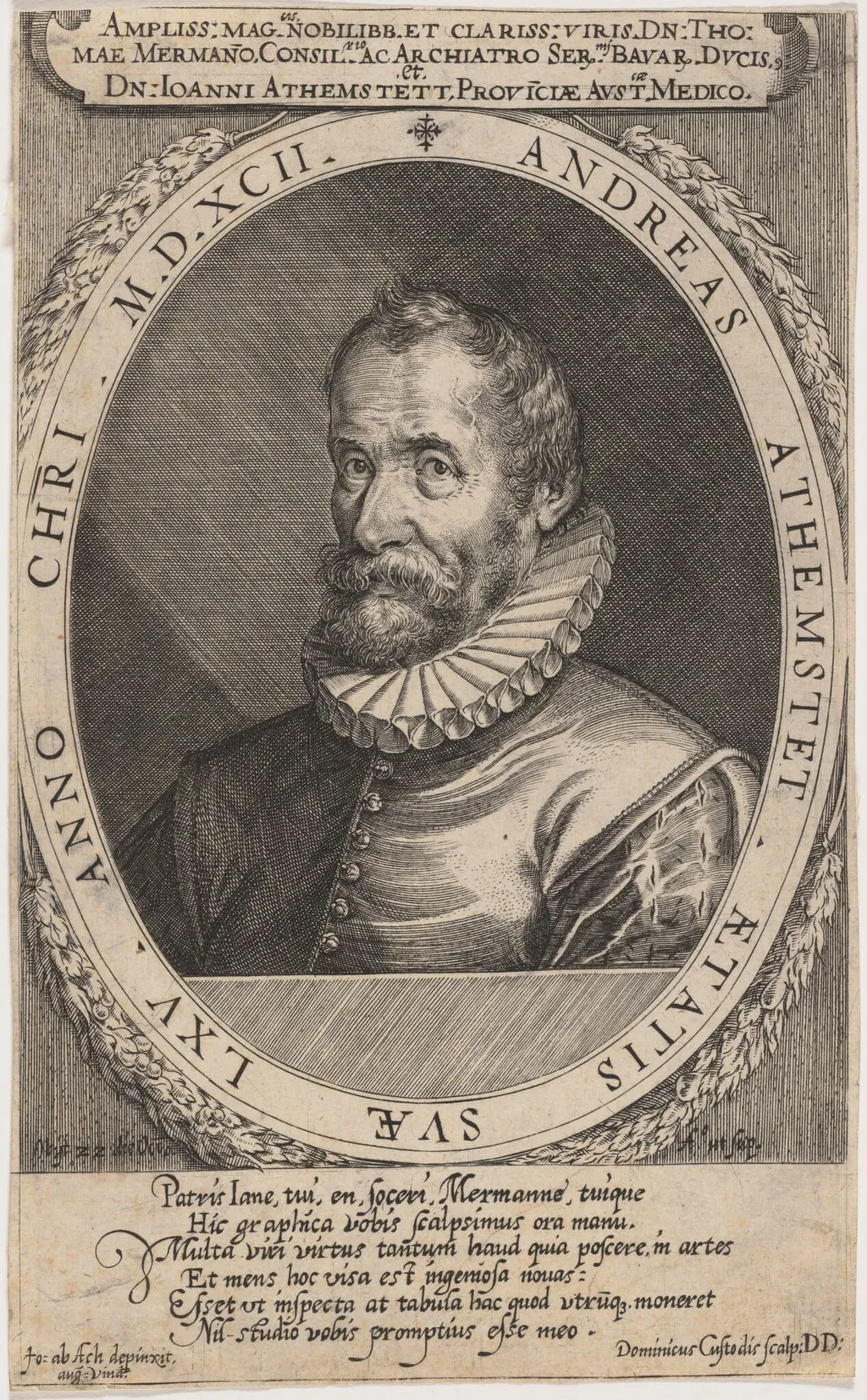 Andreas Athemstet, by Dominicus Custos, ink, 1592