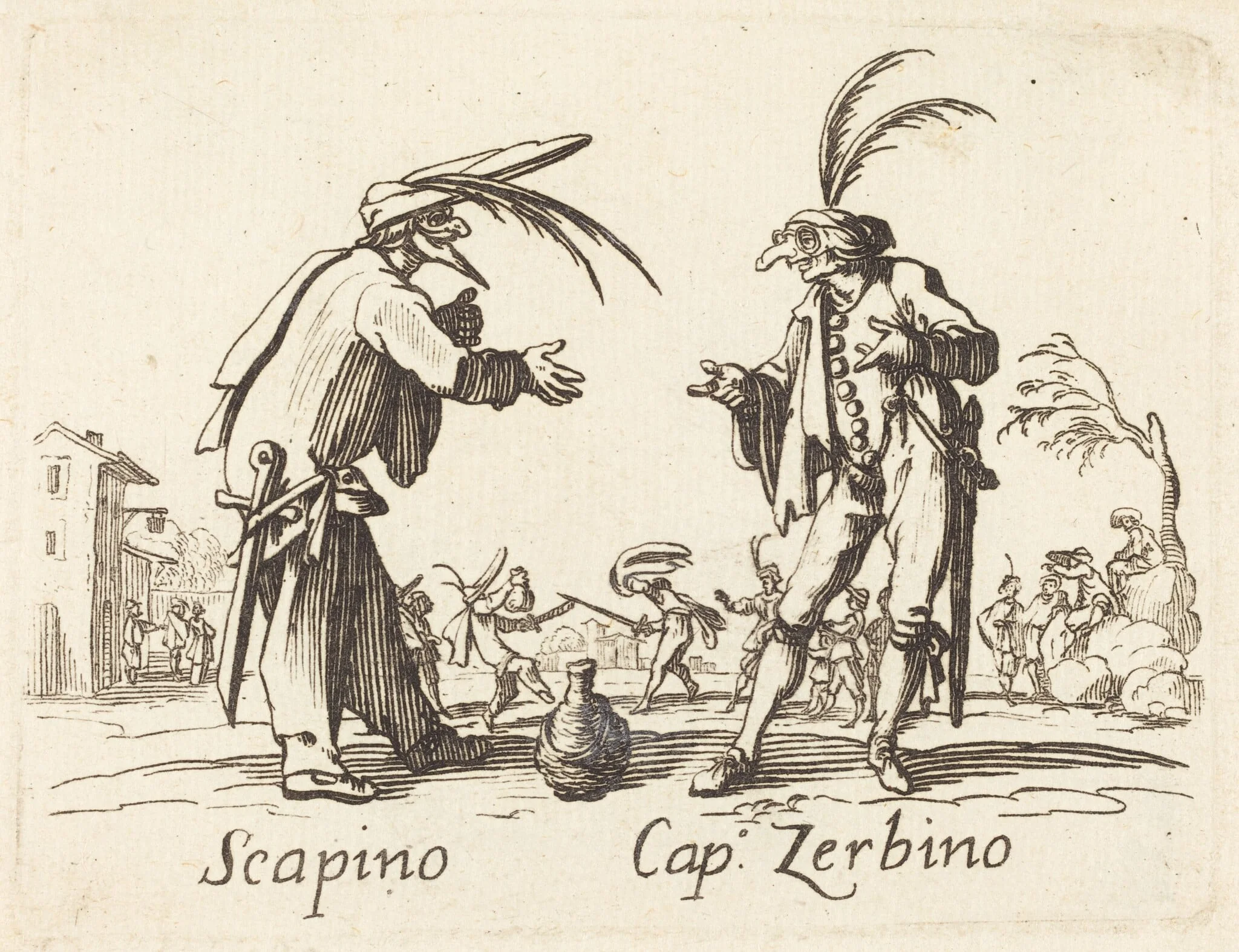 Scapino and Cap. Zerbino, detail