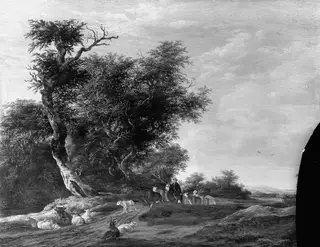 Wooded landscape with herd, by Salomon van Ruysdael, paint, 1646