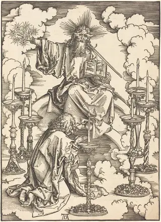 The Vision of the Seven Candlesticks, by Albrecht Dürer, ink, 1497
