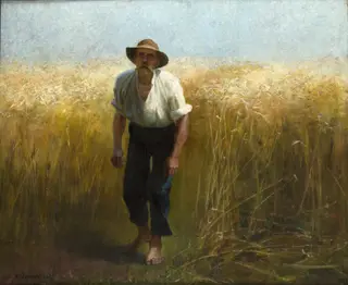 Harvester, by Wacław Szymanowski, oil, 1898