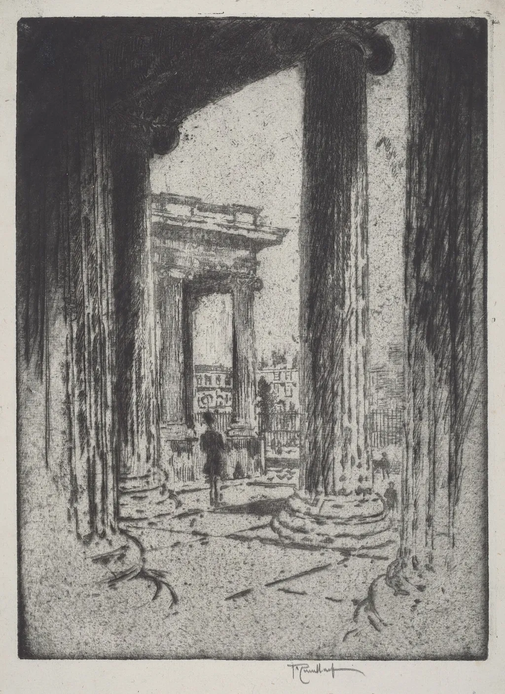 The Portico, British Museum, by Joseph Pennell, ink, 1905