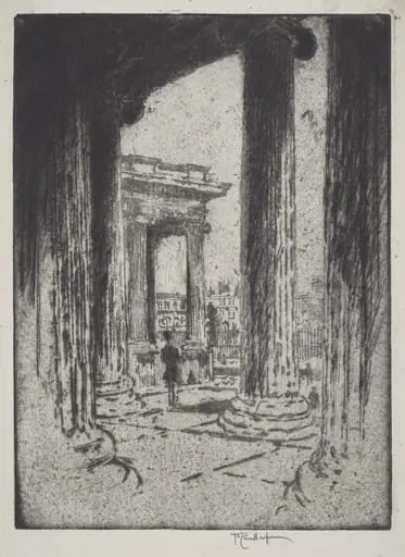 The Portico, British Museum, by Joseph Pennell, ink, 1905