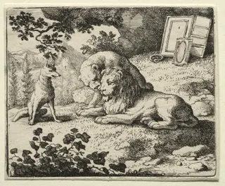 Reynard the Fox:  Reynard Promises Gifts to the Lion, by Allart van Everdingen, 1662