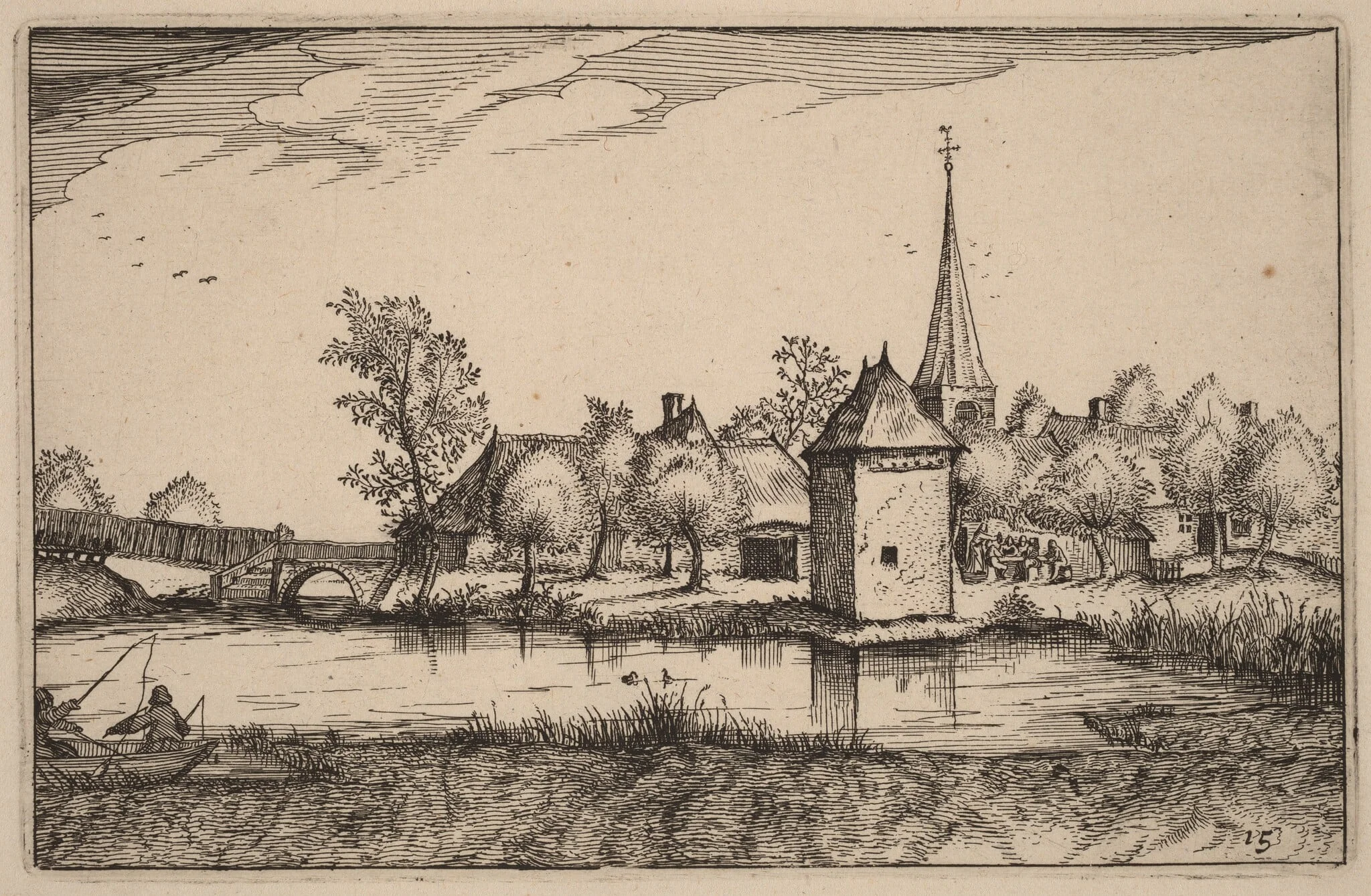 Pond and a Village, detail