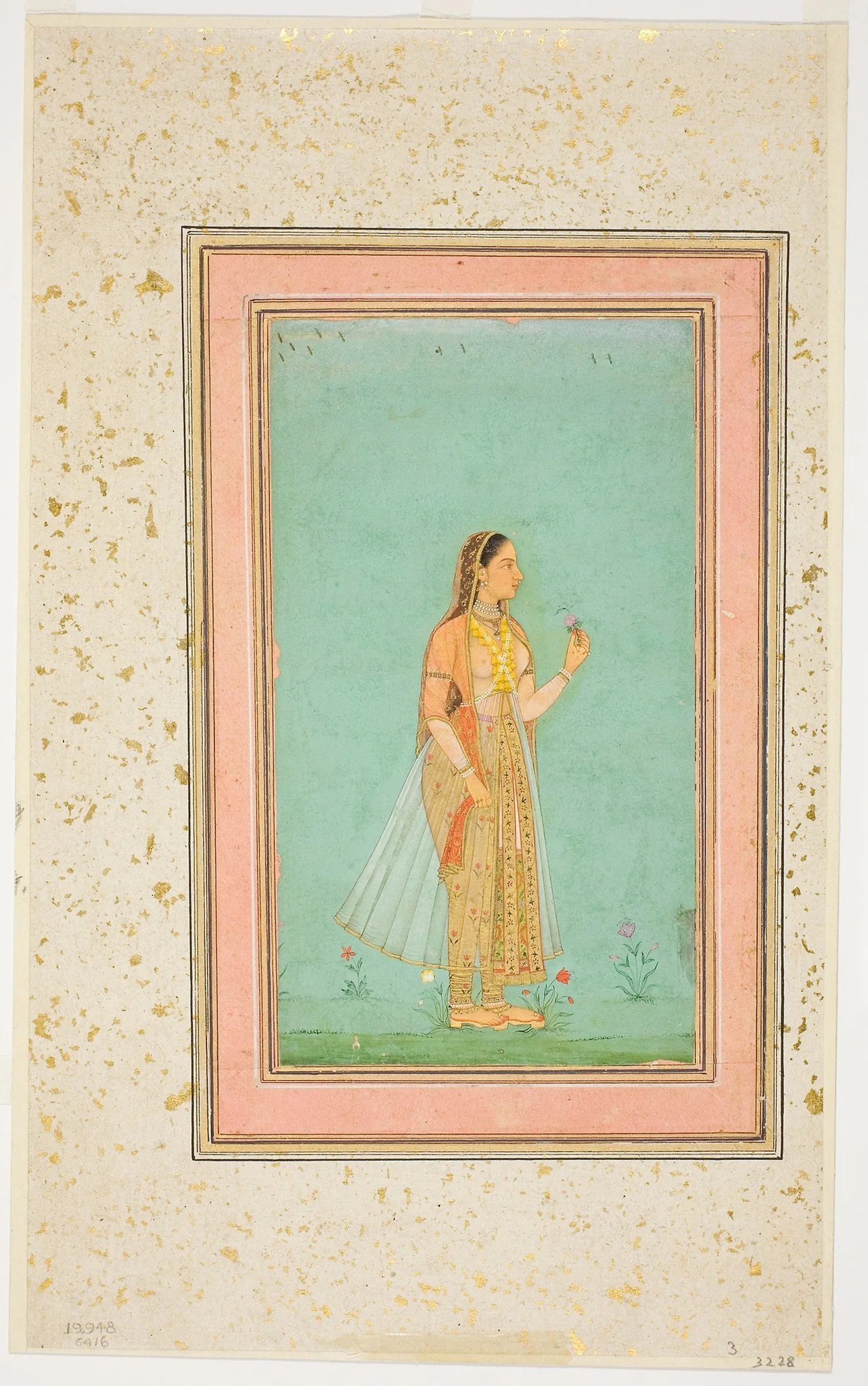 Beauty Holding a Flower, detail