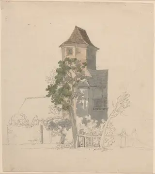 Tower of a Fortified House [recto], by Friedrich Salathé, ink, 1814