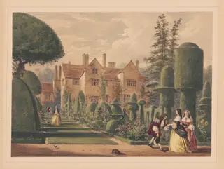 Garden Turns, Westmorland, by Joseph Nash, ink, 1849