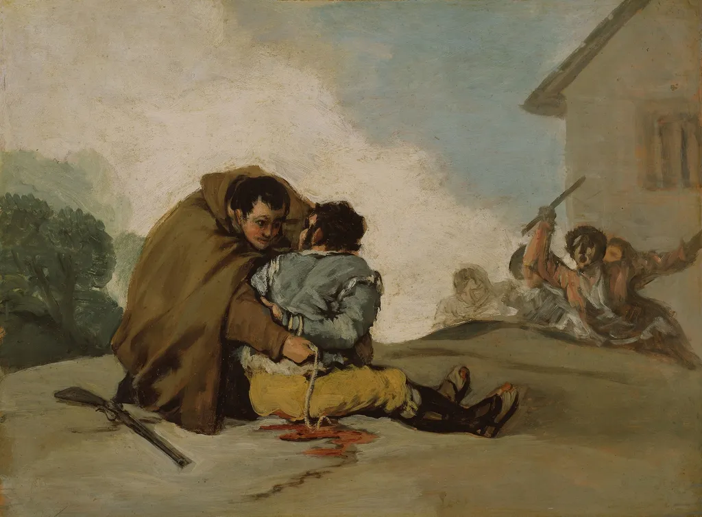 Friar Pedro Binds El Maragato with a Rope, by Francisco Goya, oil, 1806
