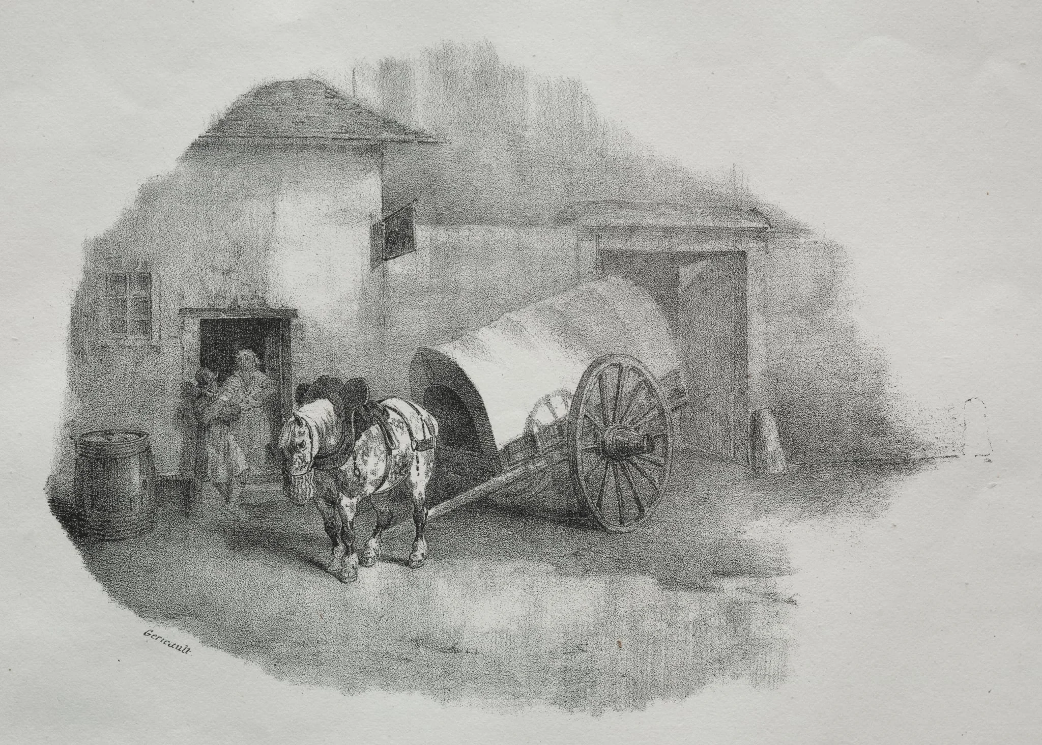 Cheval de charrette sorti des limons, detail