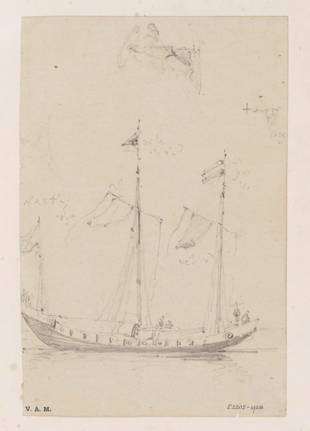 A three-masted Chinese vessel, by George Chinnery, 18
