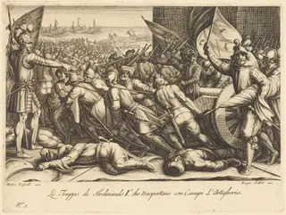 The Re-embarkation of the Troops, by Jacques Callot, ink, 1614