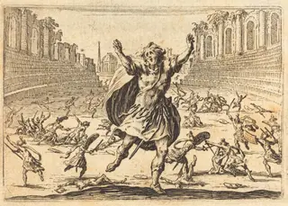 Skirmish in a Roman Circus, by Jacques Callot, ink, 1622