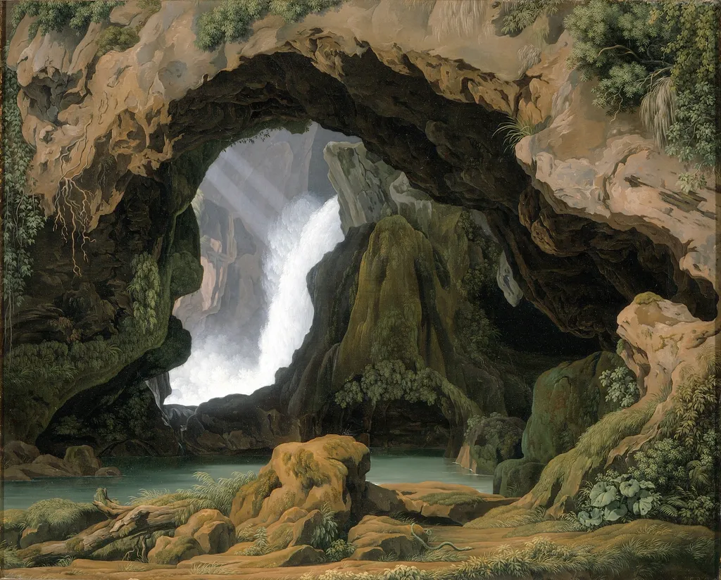 The Grotto of Neptune in Tivoli, by Johann Martin von Rohden, oil, 1812