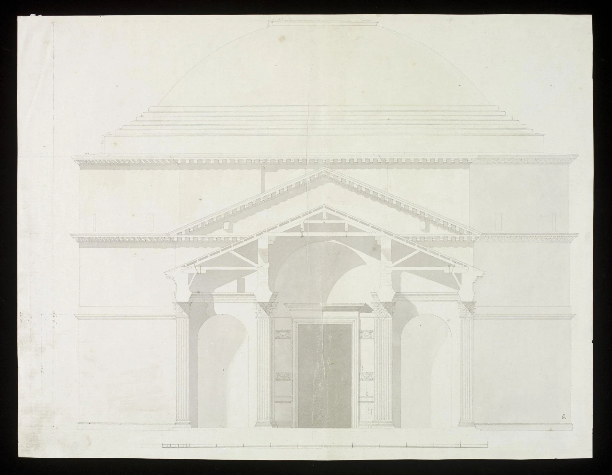 Longitudinal section through Pantheon portico, detail