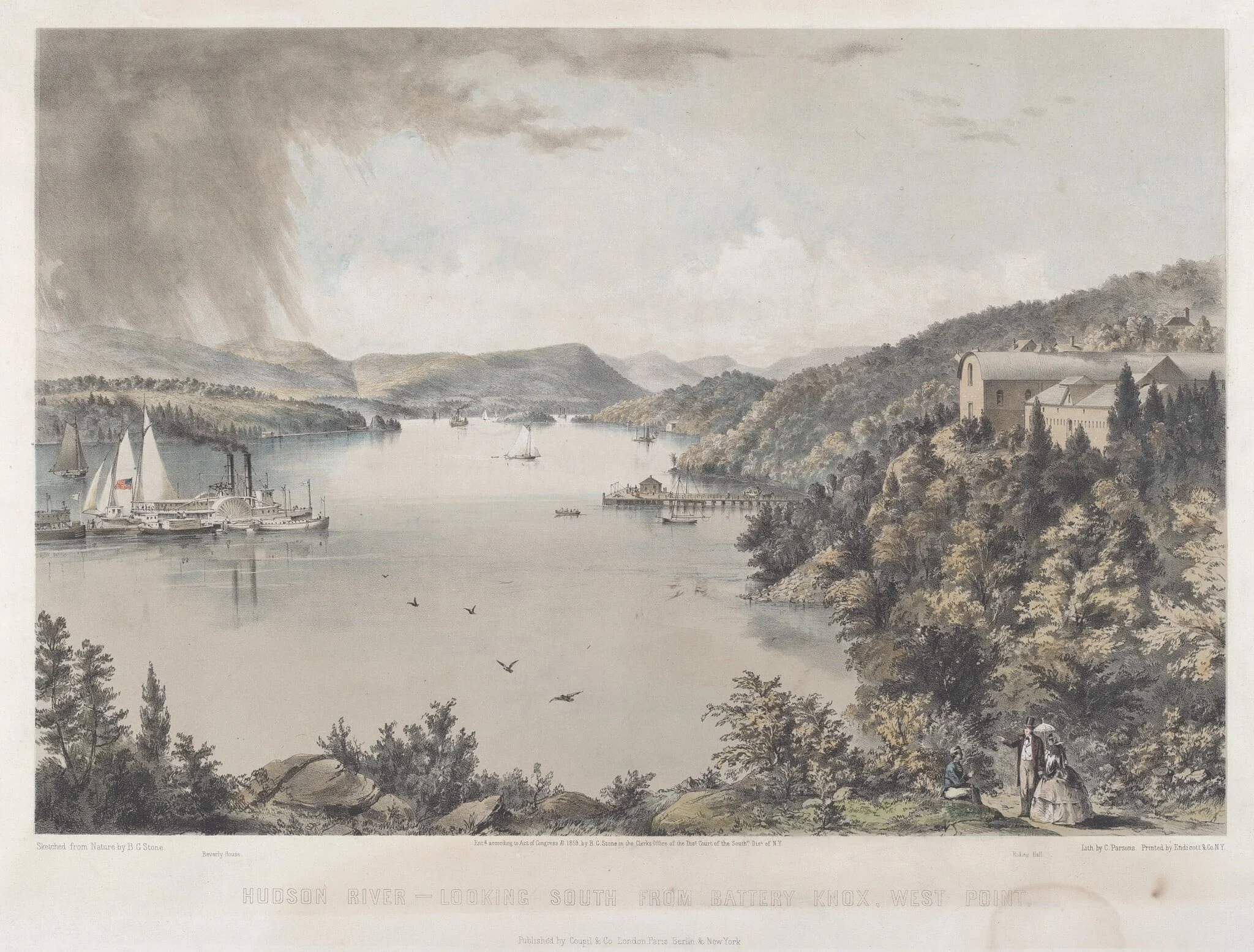 Hudson River Portfolio: Looking South from Battery Knox, West Point, detail