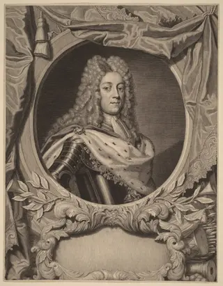 King George II, by Pieter Stevens van Gunst, ink, 1692
