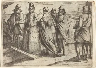 Embarkation at Genoa [recto], by Jacques Callot, ink, 1612