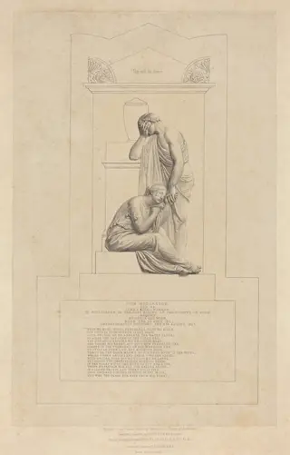 Monument to John Hudleston, by Richard James Lane, ink, 1836