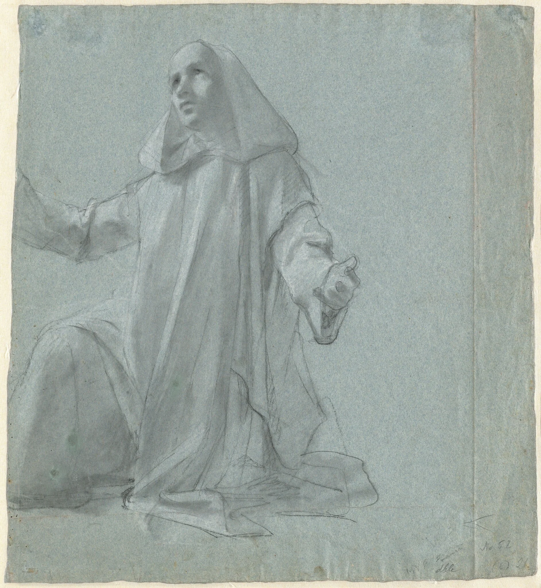 A Young Priest Kneeling, detail