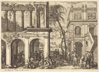 The Adoration of the Shepherds, by Henri Mauperche, ink, 1644