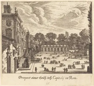 Capitoline, Rome, by Melchior Küsel, ink, 1681