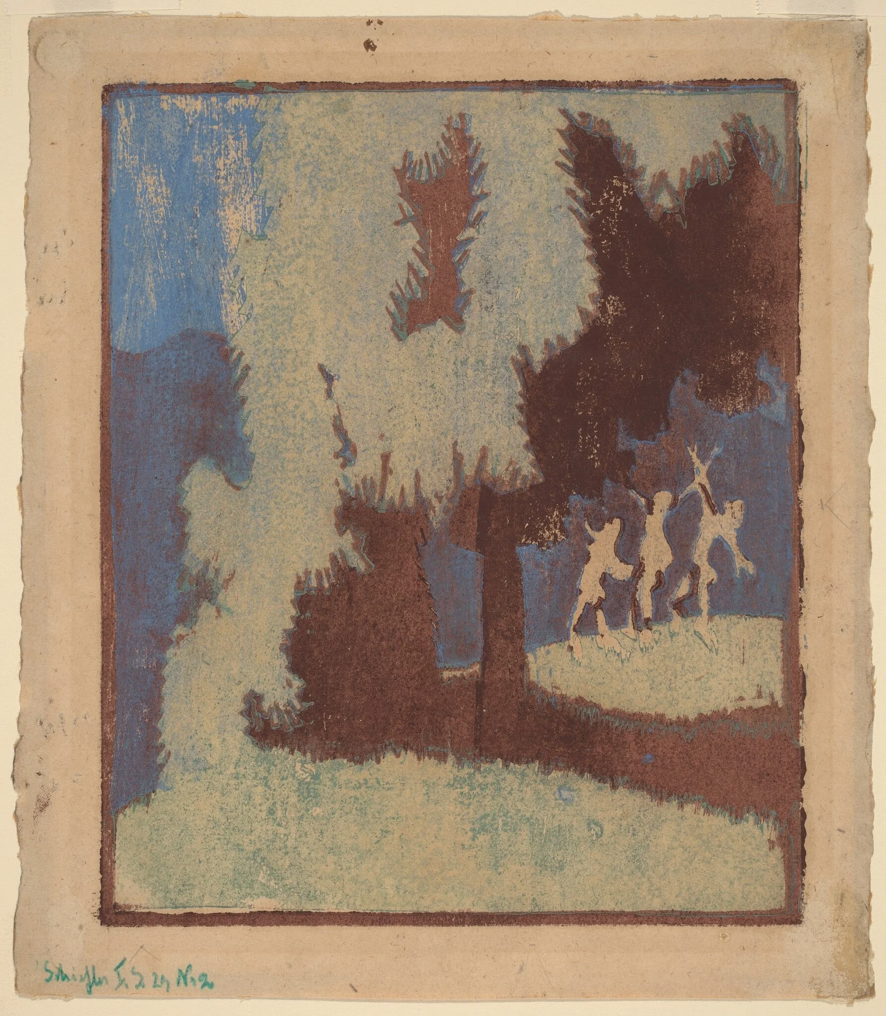 Chestnut Trees in Moonlight, detail