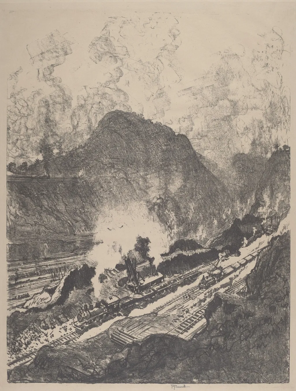 The Cut from Culebra, by Joseph Pennell, ink, 1912