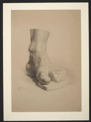 Study of a plaster cast of the foot of the Farnese Hercules, by Luke Fildes, 1863