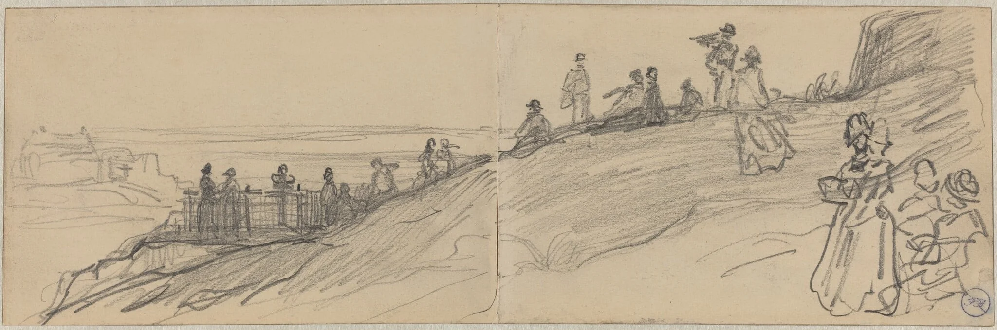 Figures on Top of a Hill, Overlooking the Sea, detail