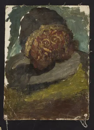 Woman's head in a cap, back view, study for the painting “Defence of Olsztyn by Karliński”, by Kazimierz Alchimowicz, oil, 1890
